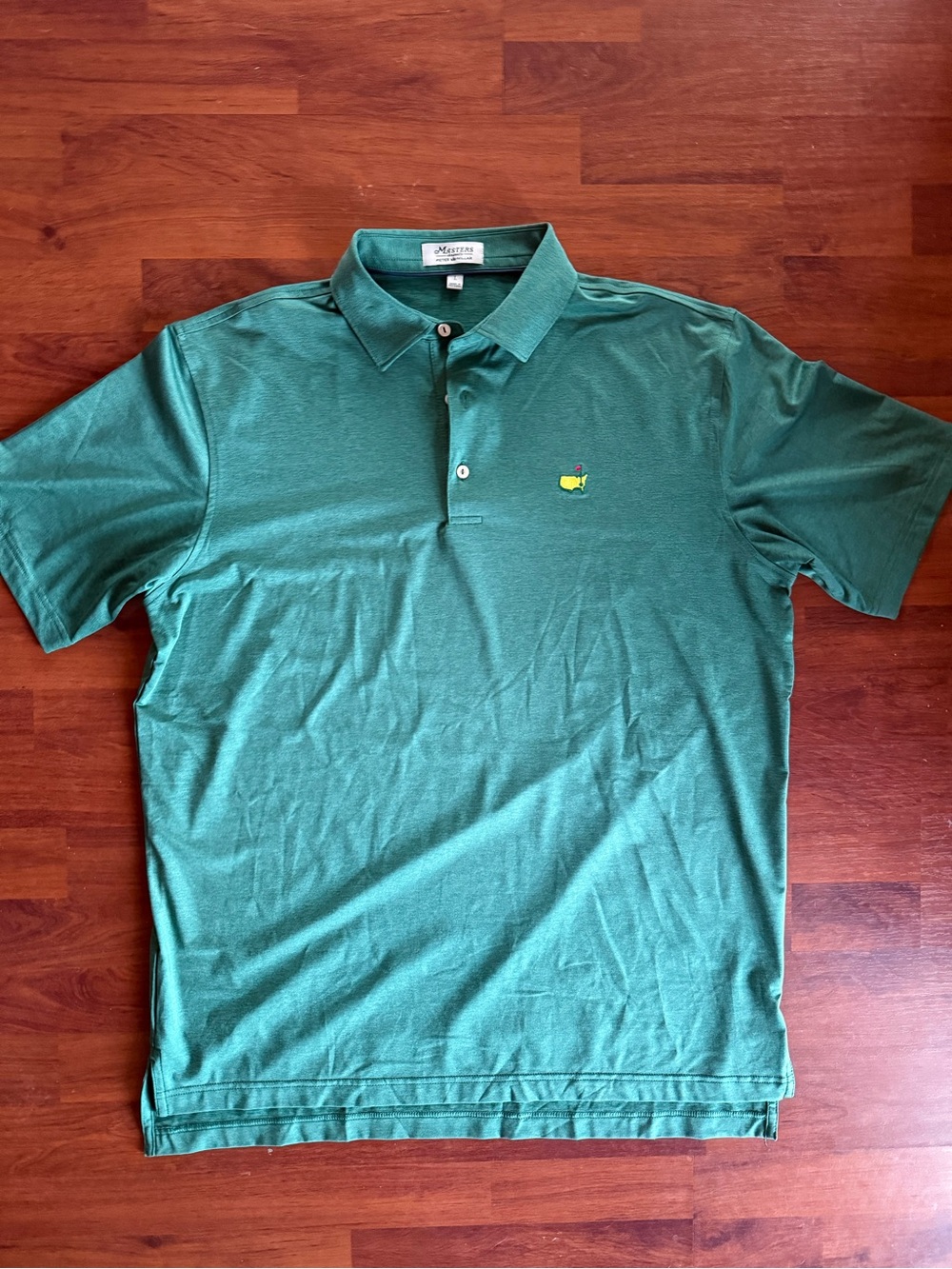 Peter Millar Masters Green Short Sleeve Polo Shirt with Embroidered Logo